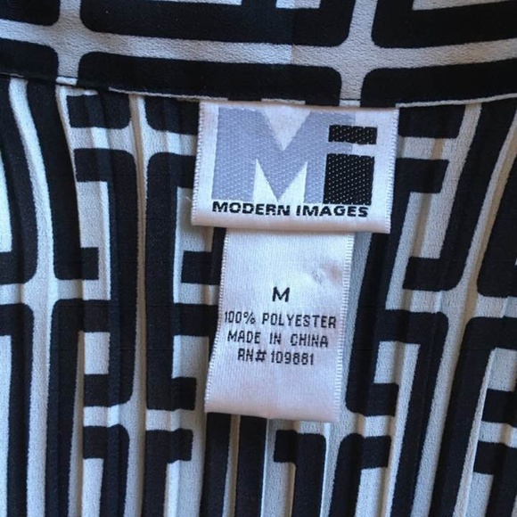 Crinkle black and white geometric print shirt M - Picture 8 of 8